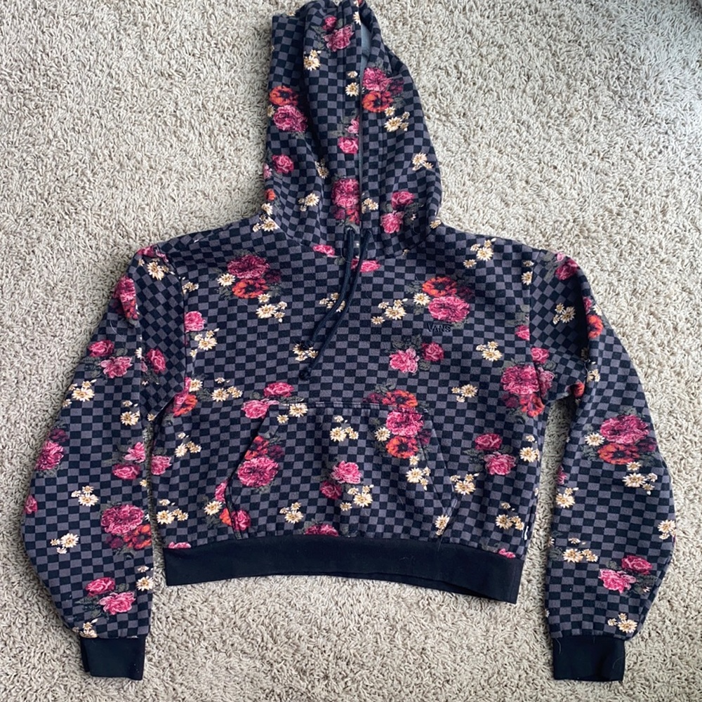 Vans floral cropped sweatshirt size small